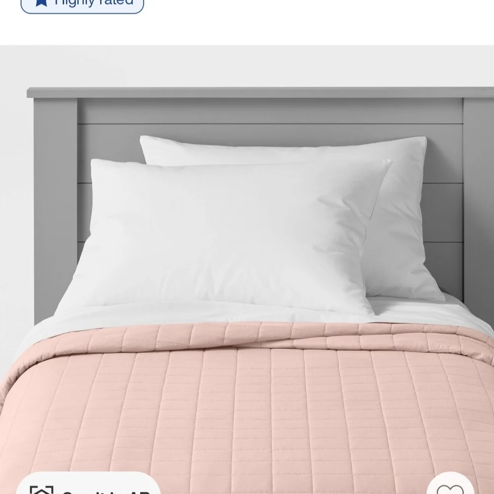 Full/Queen Box Stitch Microfiber Kids' Quilt Pink, Blue, Navy (New)